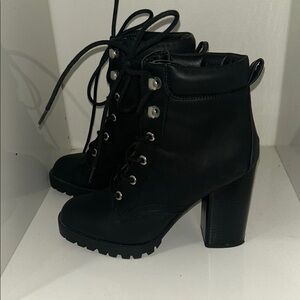 Madden Girl Black Lace-Up Boots